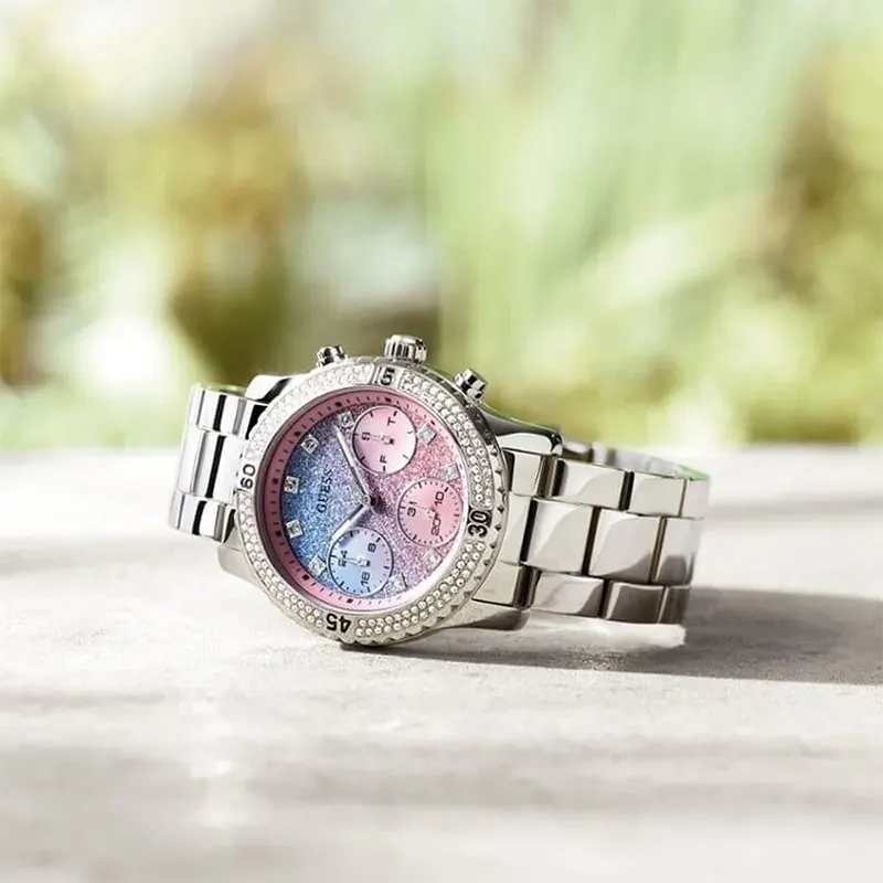 Guess Confetti Quartz Two-tone Crystal Dial Ladies Watch- W0774L1